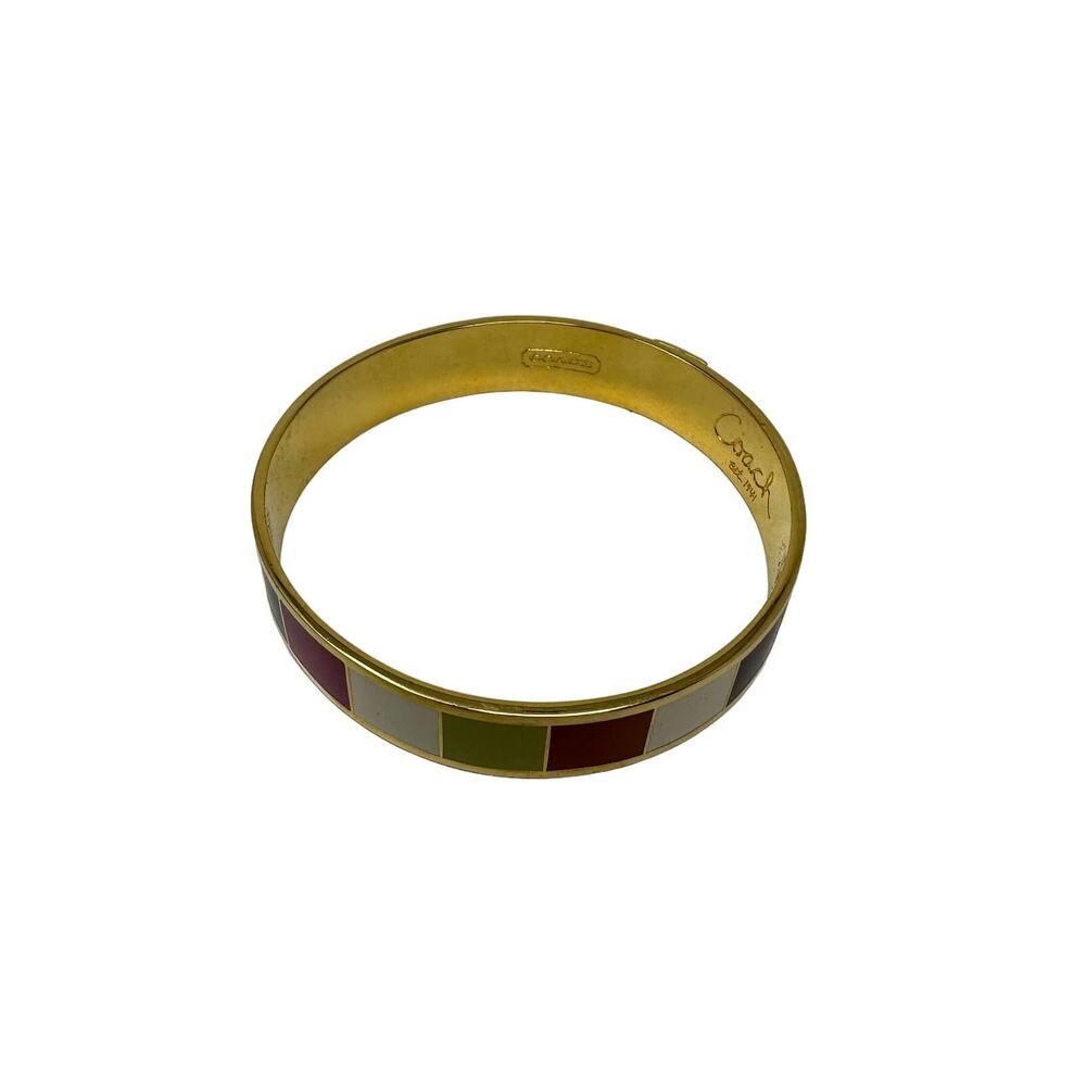 Coach Logo Enamel Bracelet Multicolor Gold Tone Color Blocked - Picture 2 of 4
